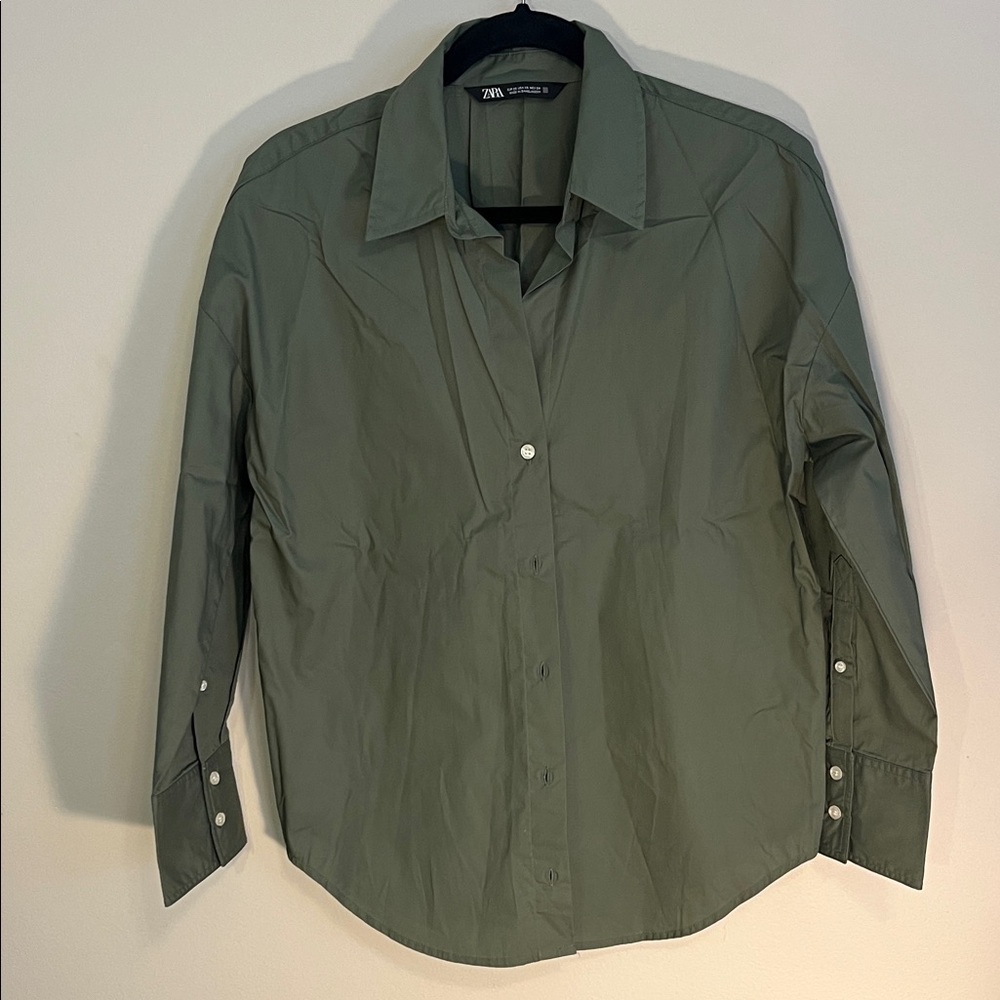 Zara Men's Olive Button Down Shirt
